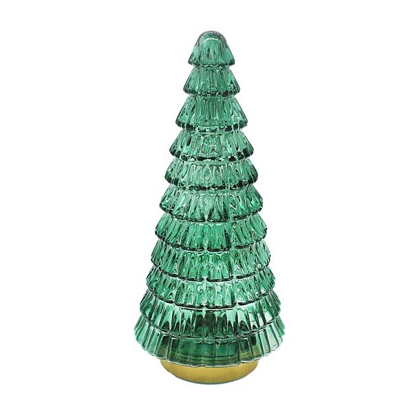 St. Nicholas Square® LED Glass Tree Table Decor - Green (SMALL)