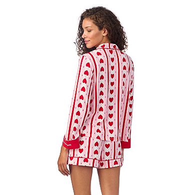 Women's Beauty Sleep Social Long Sleeve Pajama Shirt & Pajama Shorts Sleep Set