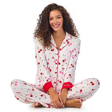 Women's Beauty Sleep Social Long Sleeve Pajama Shirt & Pajama Pants Sleep Set