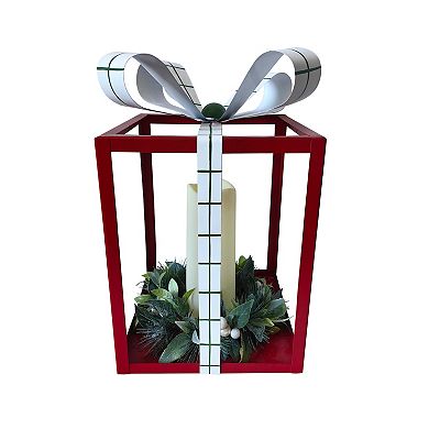 St. Nicholas Square Large Red LED Lantern Christmas Table Décor