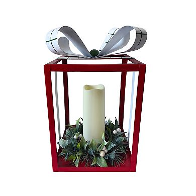 St. Nicholas Square Large Red LED Lantern Christmas Table Décor