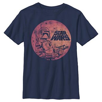 Boys Husky Star Wars Boba Fett Side Draw Graphic Tee