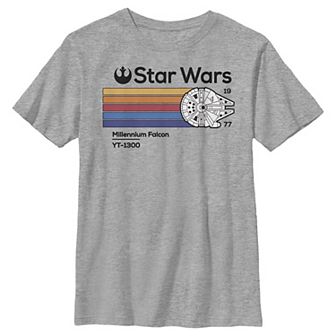 Boys Husky Star Wars Millennium Falcon Color Stripes Graphic Tee