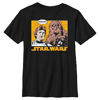 Boys Husky Star Wars Han Solo Chewbacca Aarggh!! Panel Logo Graphic Tee