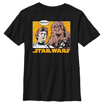 Boys Husky Star Wars Han Solo Chewbacca Aarggh!! Panel Logo Graphic Tee