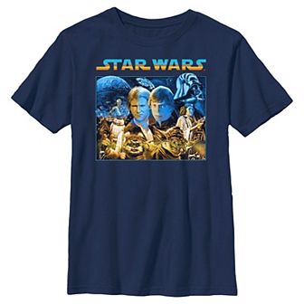 Boys Husky Star Wars Cast Return Of The Jedi Classic Starry Poster Graphic Tee