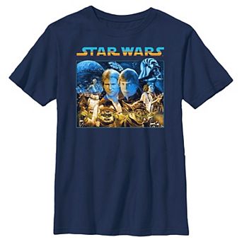 Boys Husky Star Wars Cast Return Of The Jedi Classic Starry Poster Graphic Tee