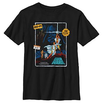 Boys Husky Star Wars Episode Four Luke Skywalker Vintage VHS Cover Graphic Tee