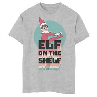 Boys Elf On The Shelf Drop Shadow Text Husky Graphic Tee