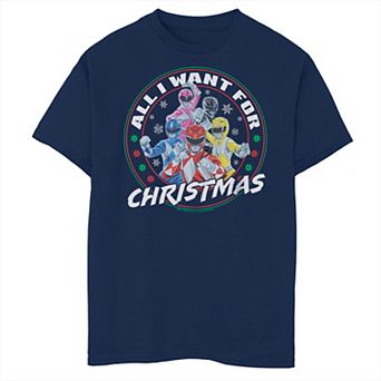Boys Power Rangers All I Want For Christmas Husky Graphic Tee