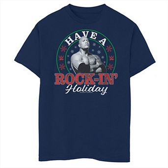 Boys 8-20 WWE Have A Rock-In' Holiday Stamp Husky Graphic Tee