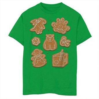Boys Dungeons & Dragons Christmas Gingerbread Monsters Cookies Graphic Tee