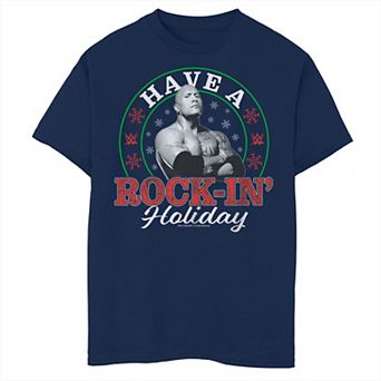Boys WWE Christmas The Rock Have a Rockin' Holiday Circle Graphic Tee