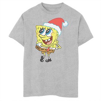 Boys SpongeBob SquarePants Wearing Santa Hat Husky Graphic Tee