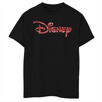 Disney's Disney Christmas Wrap Print Logo Boys Husky Graphic Tee