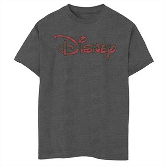 Disney's Disney Plaid Print Logo Boys Husky Graphic Tee