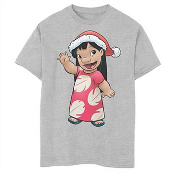 Disney's Lilo & Stitch Lilo Wearing Santa Hat Boys Husky Graphic Tee