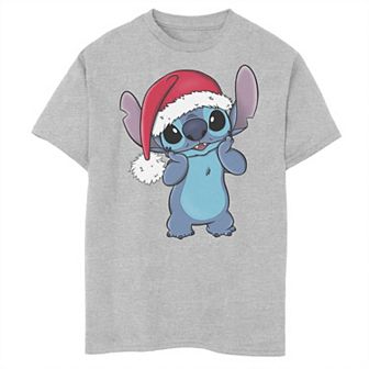 Disney's Lilo & Stitch Hopeful Wearing Santa Hat Stitch Boys Husky Graphic Tee