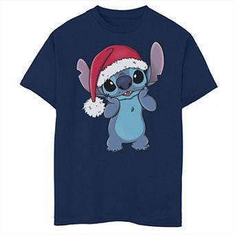 Disney's Lilo & Stitch Hopeful Wearing Santa Hat Stitch Boys Husky Graphic Tee