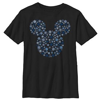Disney's Mickey Mouse Snowflakes Filled Head Boys Husky Graphic Tee