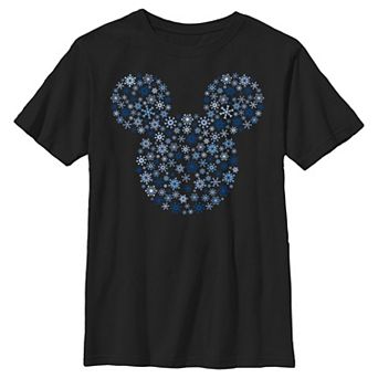 Disney's Mickey Mouse Snowflakes Filled Head Boys Husky Graphic Tee