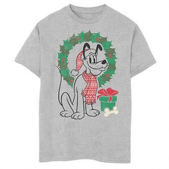 Disney's Mickey Classic Pluto Christmas Card Photo Boys Husky Graphic Tee