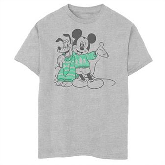 Disney's Mickey Mouse And Pluto Christmas Sweaters Boys Husky Graphic Tee