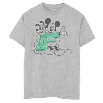 Disney's Mickey Mouse And Pluto Christmas Sweaters Boys Husky Graphic Tee