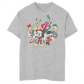 Disney's Mickey Mouse And Friends Holiday Group Boys Husky Graphic Tee