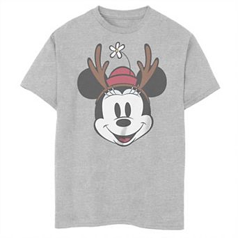 Disney's Minnie Mouse Reindeer Antlers Boys Husky Graphic Tee