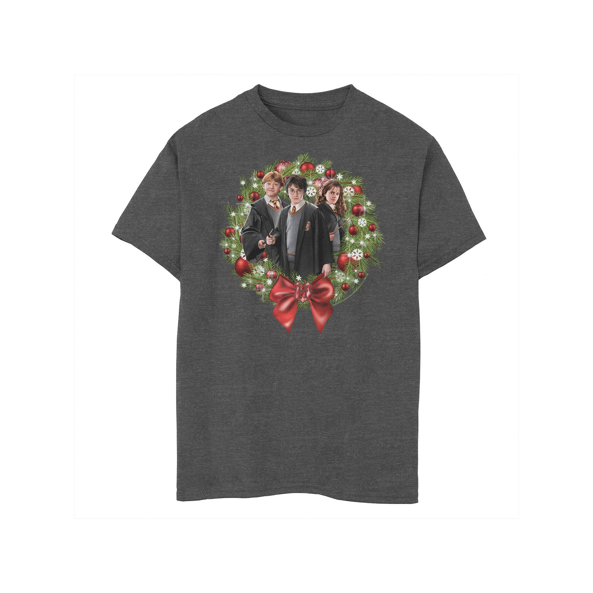 Boys Harry Potter Three Wishers Christmas Wreath Husky Graphic Tee, Boys, 