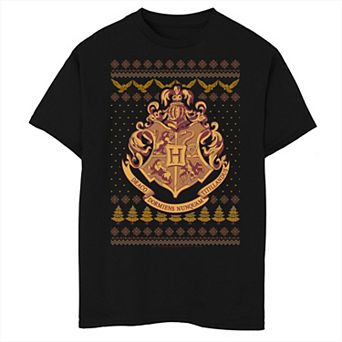 Boys Harry Potter Hogwarts Christmas Sweater Husky Graphic Tee