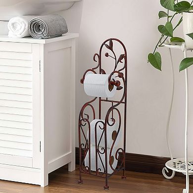 Noe Benzara Classic Free Standing Metal Toilet Paper Holder, Bronze