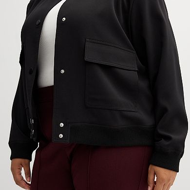 Plus Size Nine West Patch Pocket Bomber Jacket