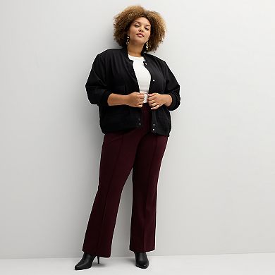 Plus Size Nine West Patch Pocket Bomber Jacket