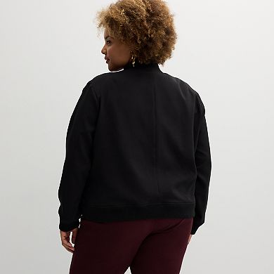 Plus Size Nine West Patch Pocket Bomber Jacket