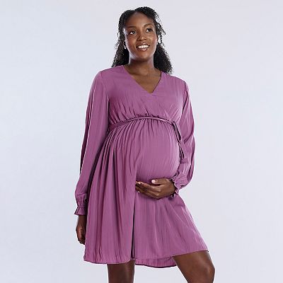 Maternity Motherhood Woven Wrap Mini Dress