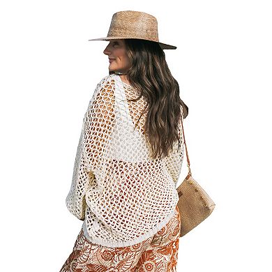 Women's Cupshe Loose Crochet Drop Shoulder Swim Cover-Up Top