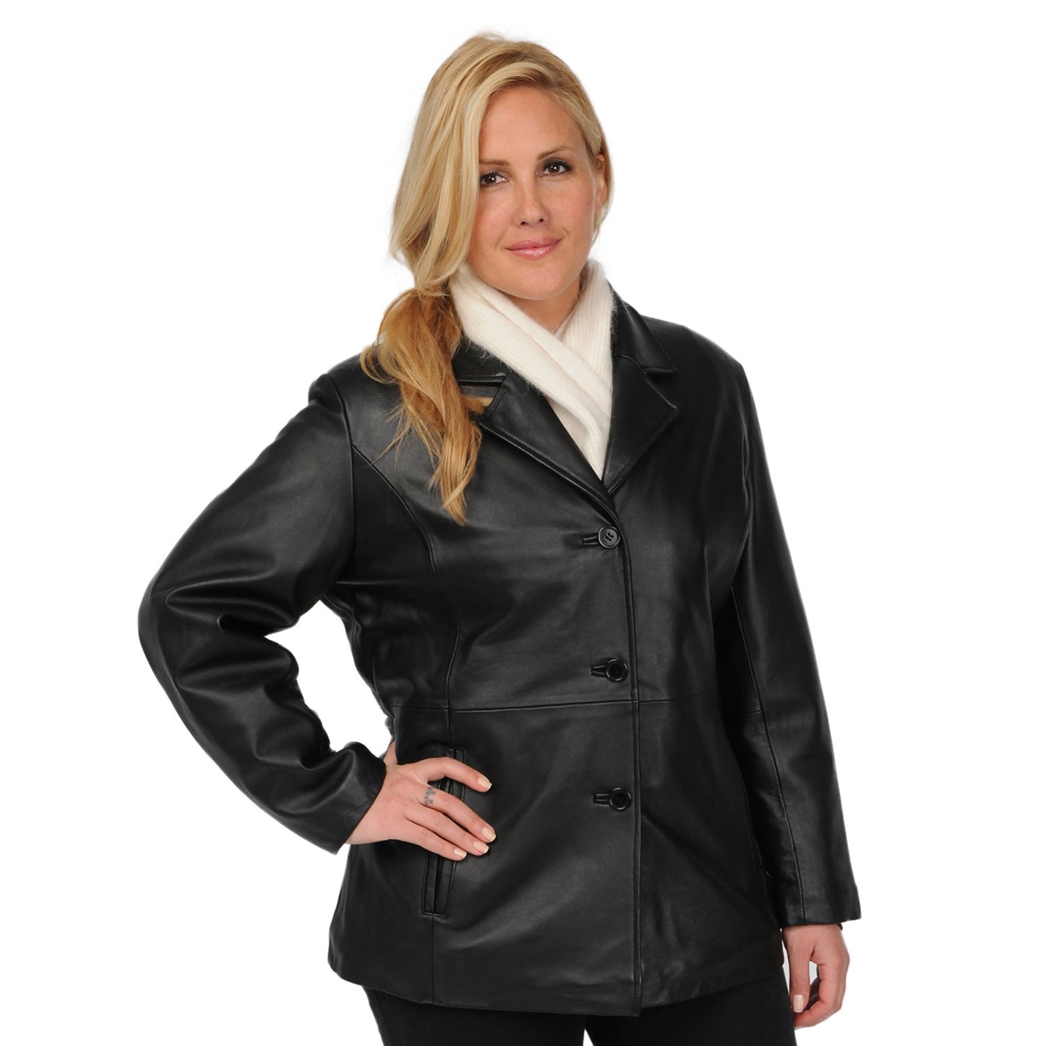 plus size black leather jacket