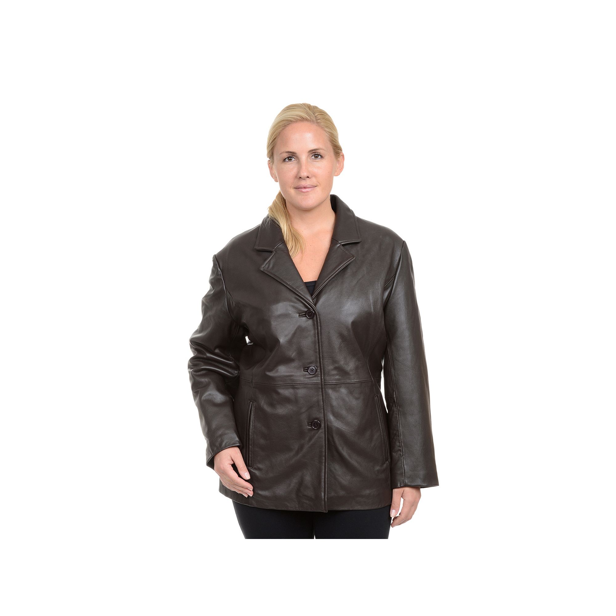 Plus Size Excelled Leather Jacket, Womens, Size: 2XL, Brown