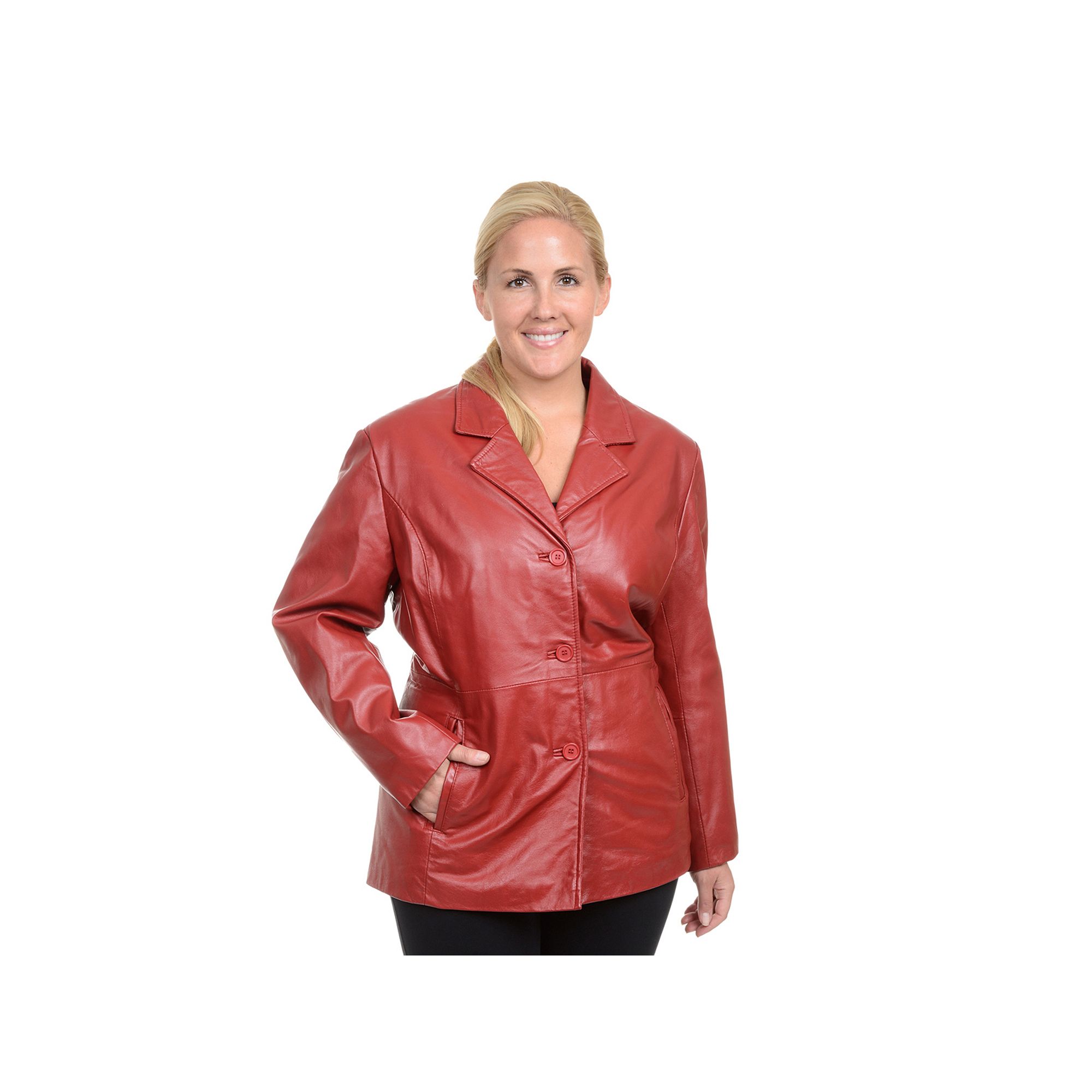 Plus Size Excelled Leather Jacket, Womens, Size: 2XL, Red