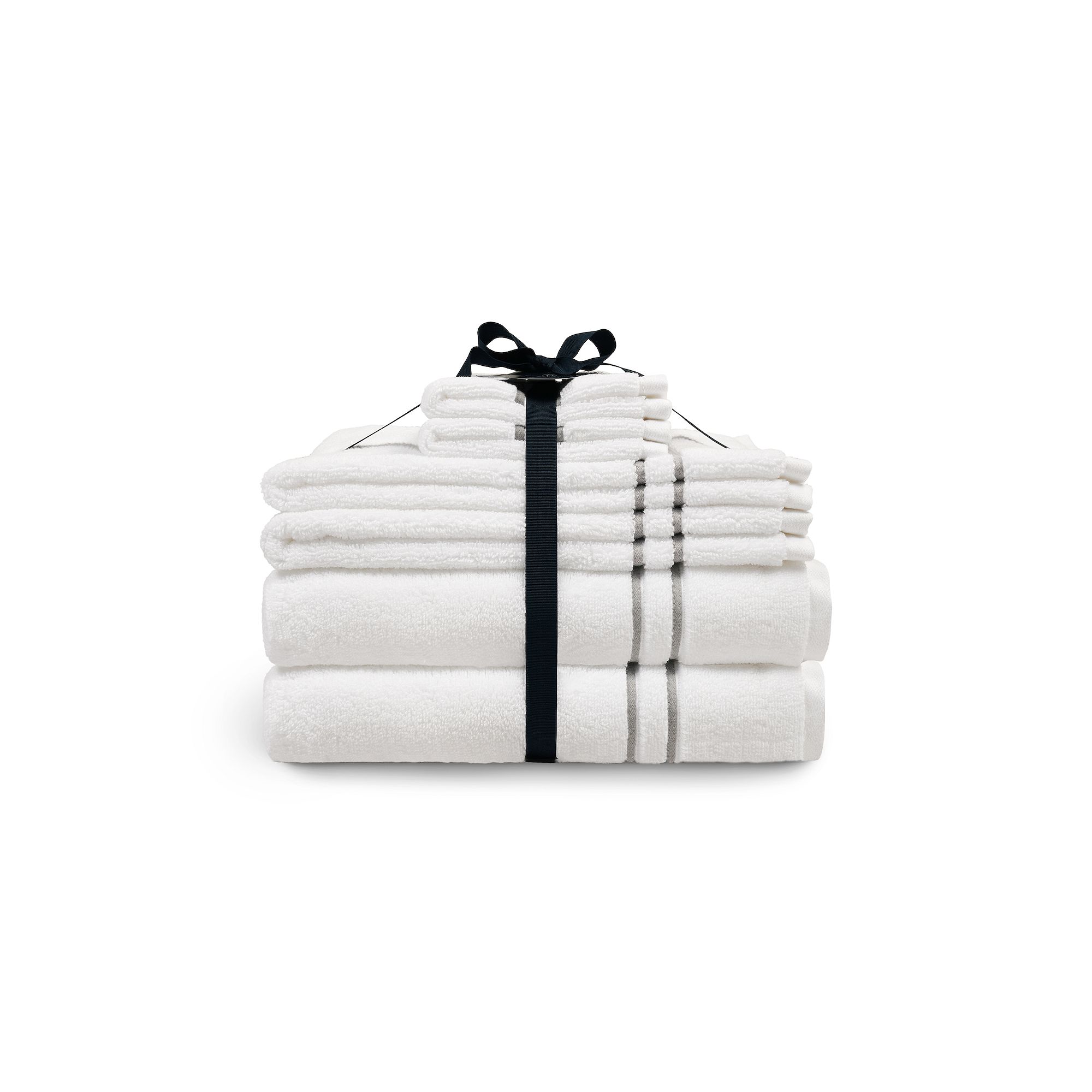 Hotelier Spa Luxe Towel 6-piece Set, Light Gray Embroidered