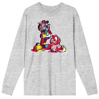Men's Garfield Paint-Covered Long Sleeve Tee