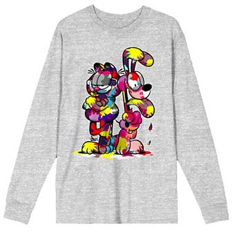 Men's Garfield Paint-Covered Odie & Garfield Long Sleeve Tee