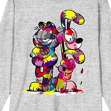 Men's Garfield Paint-Covered Odie & Garfield Long Sleeve Tee