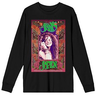 Men's Janis Joplin Rose Border Long Sleeve Tee