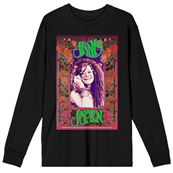 Men's Janis Joplin Rose Border Long Sleeve Tee