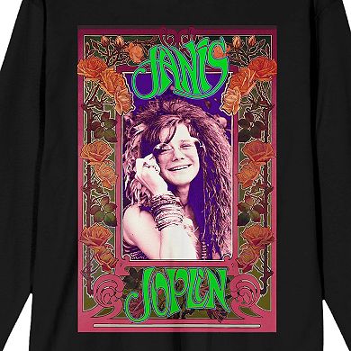 Men's Janis Joplin Rose Border Long Sleeve Tee