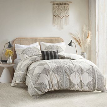 Madison Park Alba 4 pc Printed Duvet Cover Set with Throw Pillow