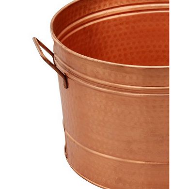 Hammered Pattern Galvanized Farmhouse Style Tub, Copper